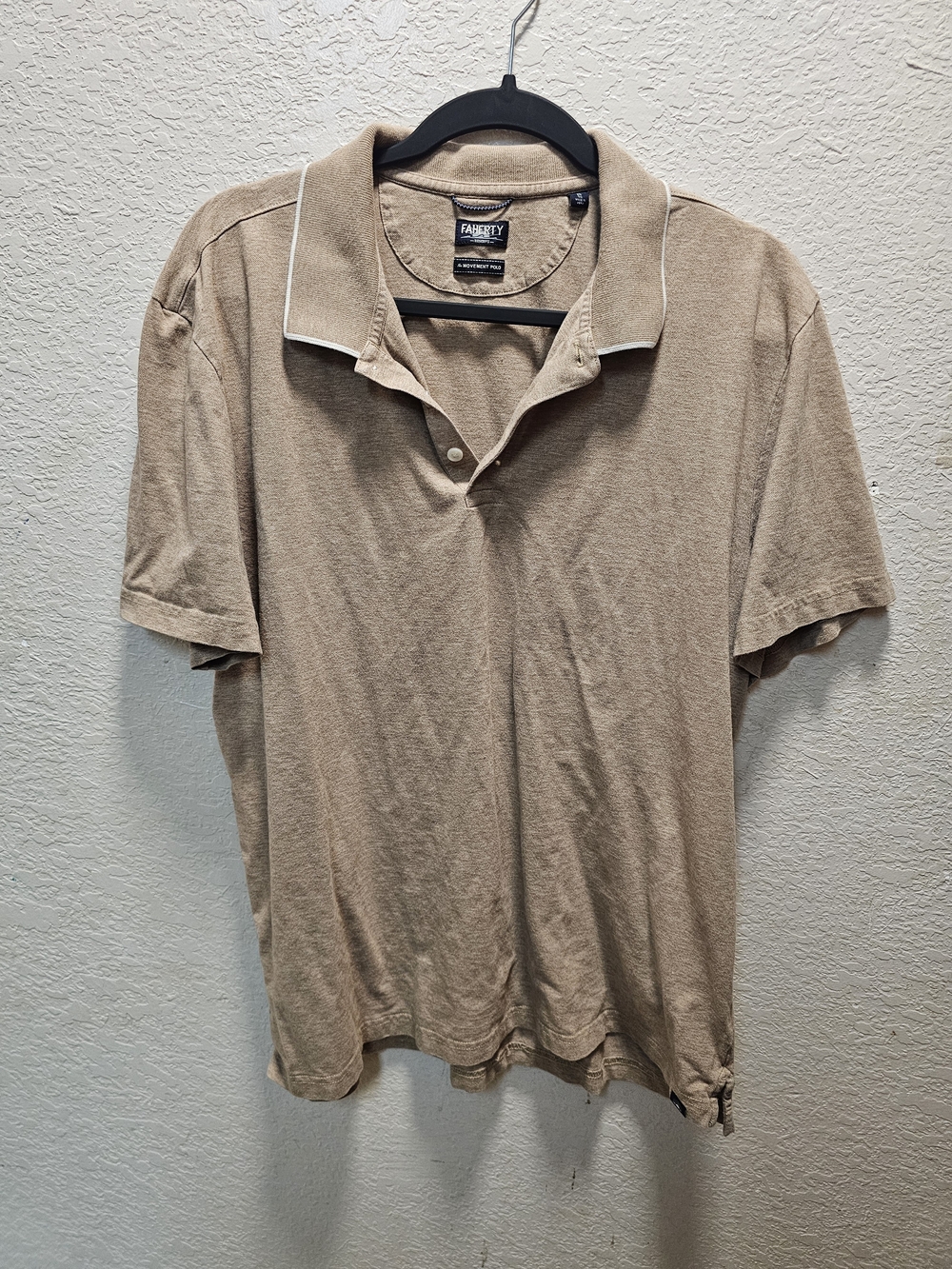 Faherty Beige Polo with Contrast White Piping